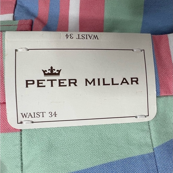PETER MILLAR Stripe Flat Front Cotton Shorts Men's 34 NEW 539 - Picture 4 of 4